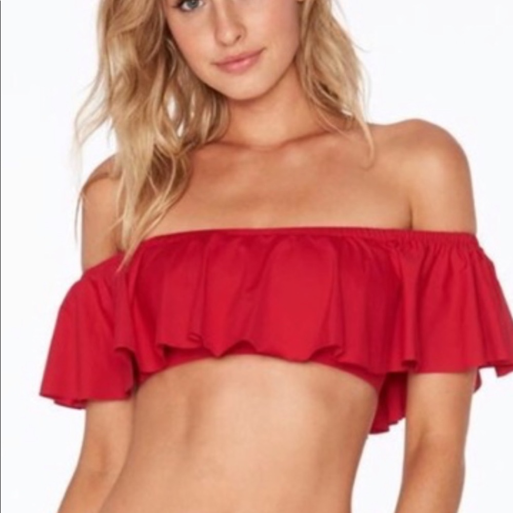 L*Space red off the shoulder bikini top